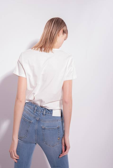T-Shirt | Pinko seidenweiß T-Shirt mit V-Ausschnitt und LogoZ4ZP399