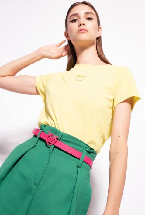 T-Shirt | Pinko warmes Olivgrün T-Shirt mit Logo-PrintZ4ZP401