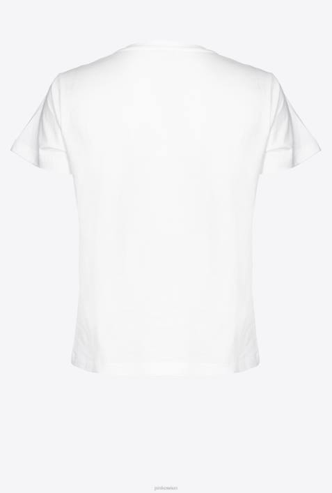 T-Shirt | Pinko wolkenweiß T-Shirt mit Love Birds-StickereiZ4ZP352