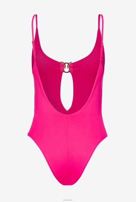 Badebekleidung | Pinko Fuchsia-Lila Einteiliger Badeanzug mit „Love Birds“-SchnalleZ4ZP928