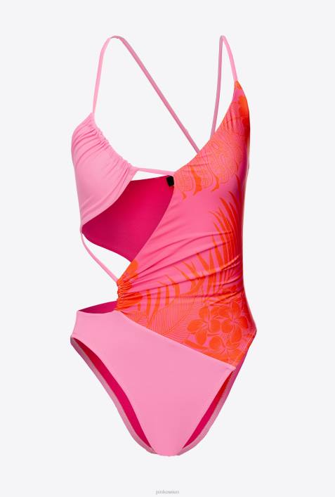Badebekleidung | Pinko Mehrfarbig/Orange Einteiliger Badeanzug mit BlumendruckZ4ZP930
