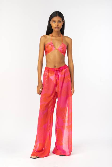 Badebekleidung | Pinko Mehrfarbig/Orange Hose mit weitem Bein und BlumendruckZ4ZP777