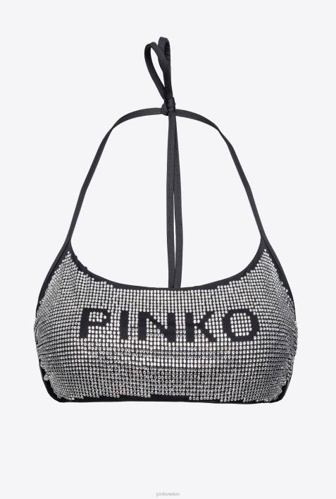 Badebekleidung | Pinko Schwarz/Kristall Bikinioberteil mit StrasssteinenZ4ZP953