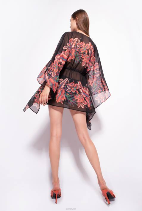 Badebekleidung | Pinko multi. rot schwarz Kaftan mit BlumendruckZ4ZP955