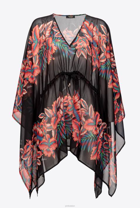 Badebekleidung | Pinko multi. rot schwarz Kaftan mit BlumendruckZ4ZP955