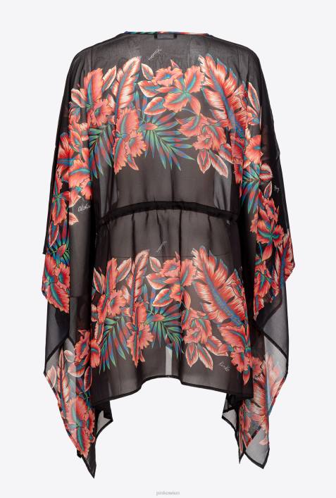 Badebekleidung | Pinko multi. rot schwarz Kaftan mit BlumendruckZ4ZP955