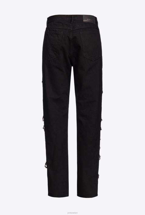 Jeans | Pinko Limousine schwarz Galleria-Hose mit StrassketteZ4ZP888