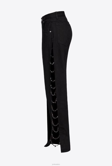 Jeans | Pinko Limousine schwarz Galleria-Hose mit StrassketteZ4ZP888