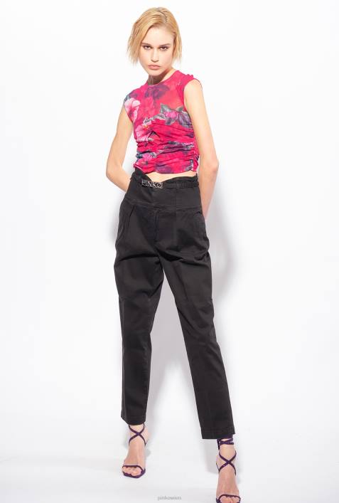 Jeans | Pinko Limousine schwarz Hose im Bustier-Stil mit GürtelZ4ZP860