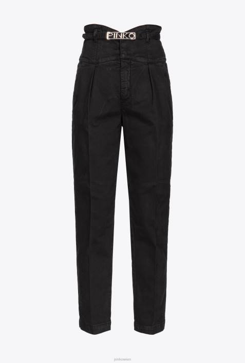 Jeans | Pinko Limousine schwarz Hose im Bustier-Stil mit GürtelZ4ZP860