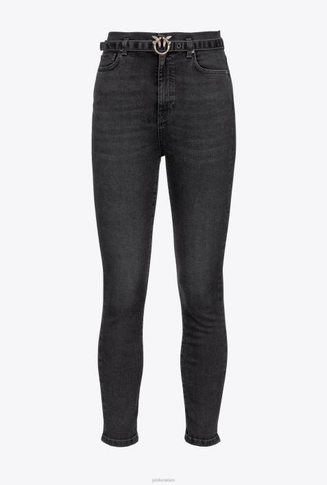 Jeans | Pinko Limousine schwarz Röhrenjeans mit Love Birds-GürtelZ4ZP891