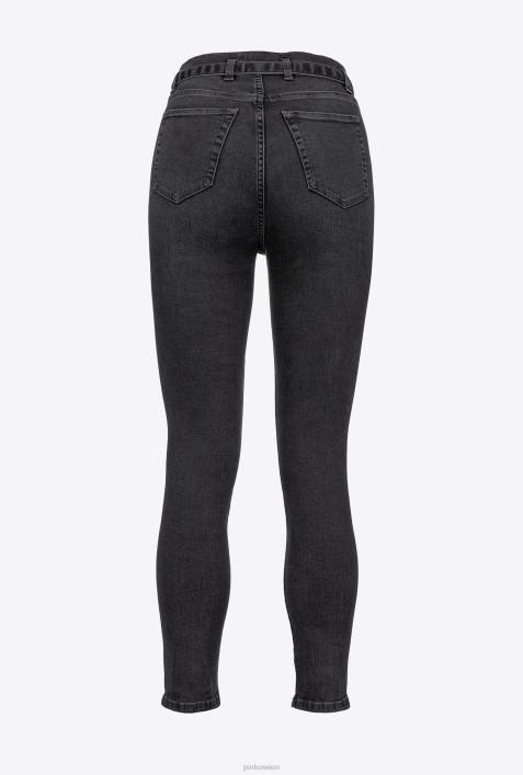 Jeans | Pinko Limousine schwarz Röhrenjeans mit Love Birds-GürtelZ4ZP891