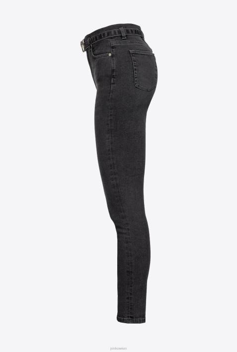 Jeans | Pinko Limousine schwarz Röhrenjeans mit Love Birds-GürtelZ4ZP891
