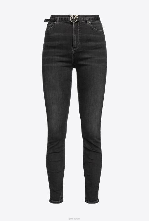 Jeans | Pinko Limousine schwarz Stretch-Röhrenjeans mit GürtelZ4ZP885