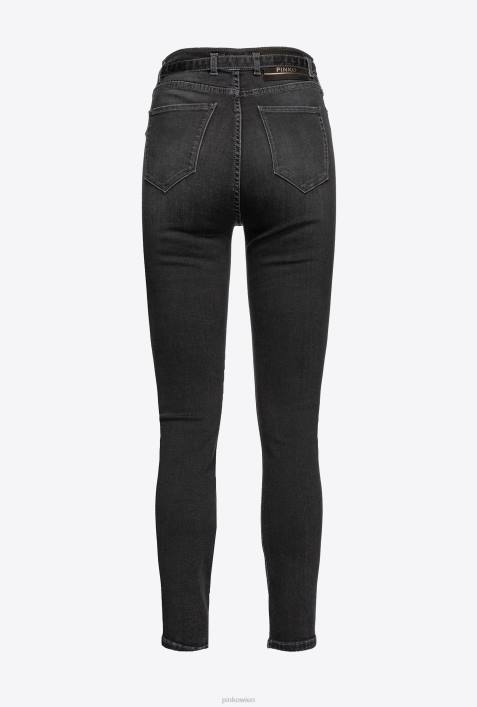 Jeans | Pinko Limousine schwarz Stretch-Röhrenjeans mit GürtelZ4ZP885