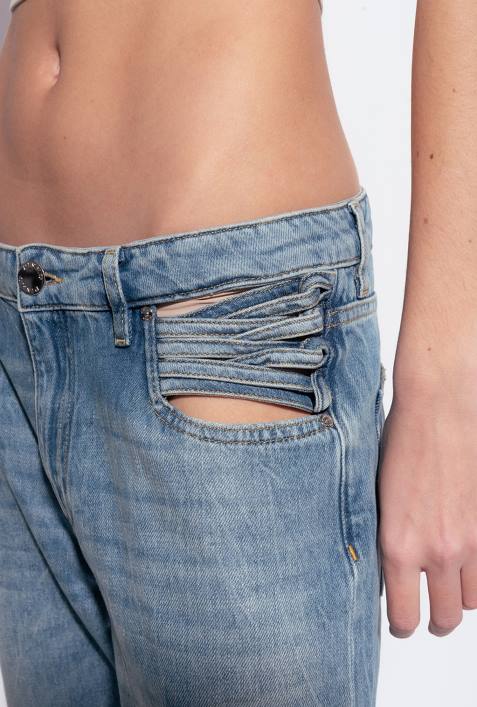 Jeans | Pinko Mittlere Vintage-Waschung Ausgestellte Jeans mit SchnürdetailZ4ZP847