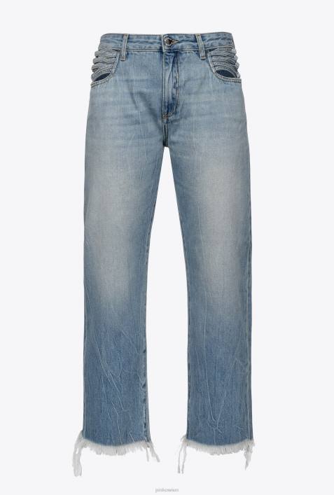 Jeans | Pinko Mittlere Vintage-Waschung Ausgestellte Jeans mit SchnürdetailZ4ZP847
