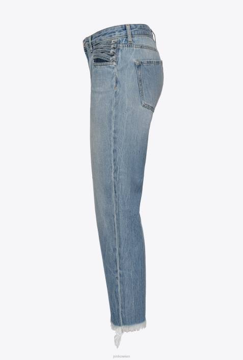 Jeans | Pinko Mittlere Vintage-Waschung Ausgestellte Jeans mit SchnürdetailZ4ZP847