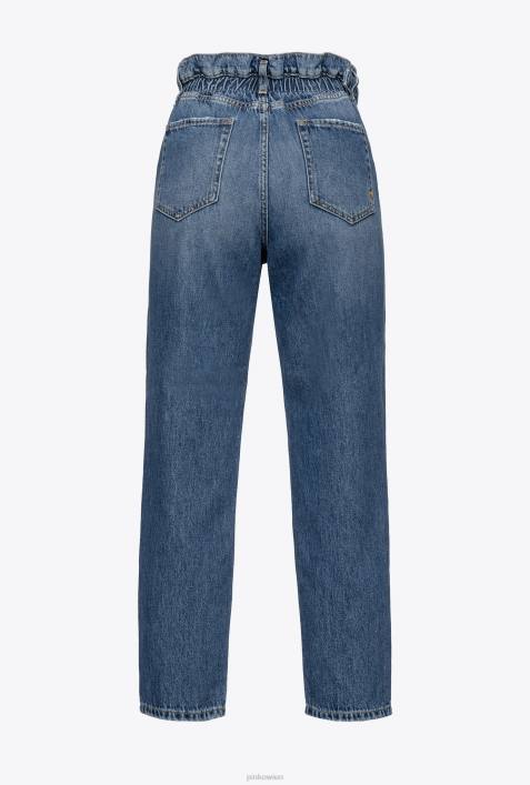 Jeans | Pinko Mittlere Vintage-Waschung Mom-Fit-Jeans mit Love Birds-GürtelZ4ZP851