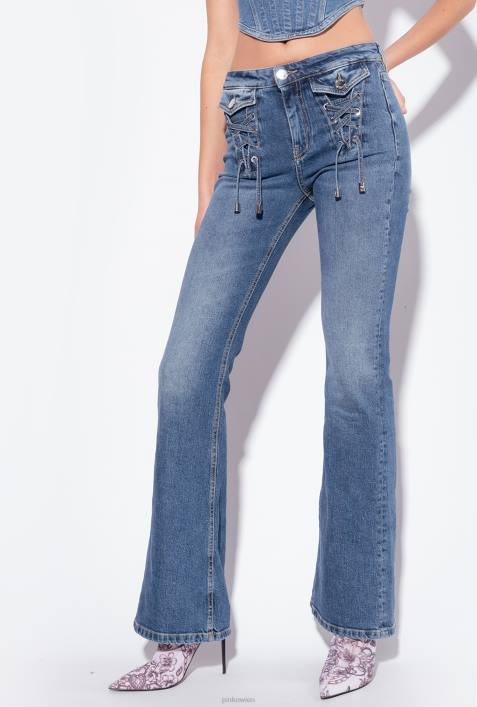 Jeans | Pinko Mittlere Vintage-Waschung Schlagjeans mit SchnürungZ4ZP818