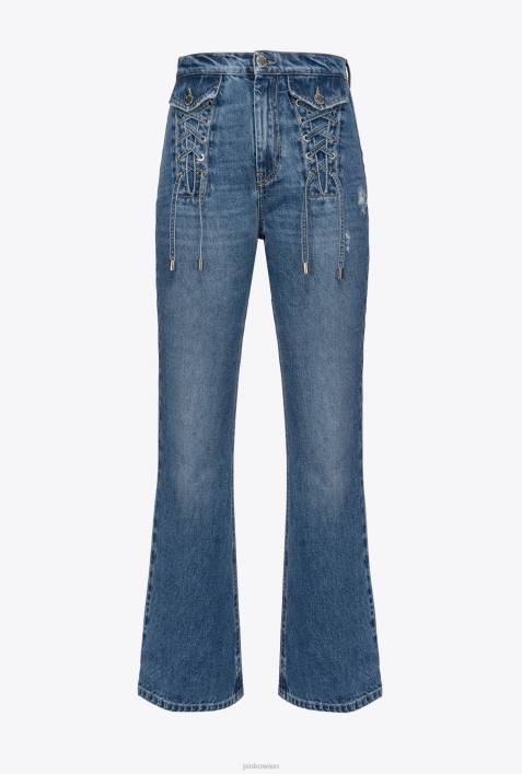 Jeans | Pinko Mittlere Vintage-Waschung Schlagjeans mit SchnürungZ4ZP818