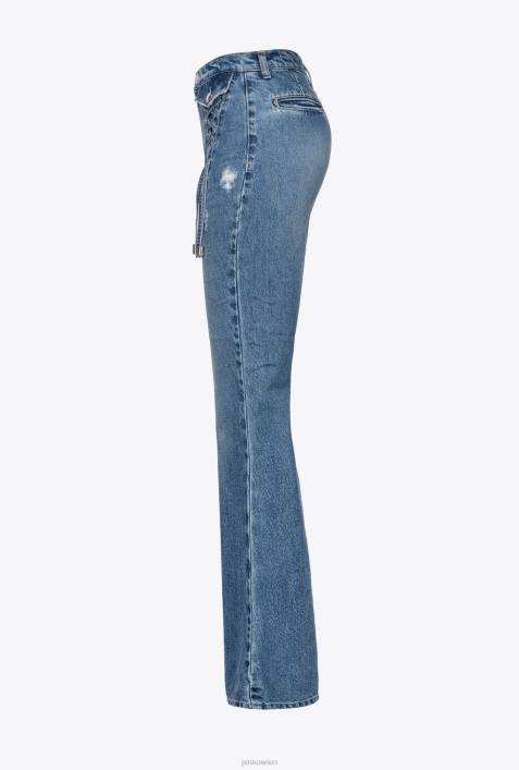 Jeans | Pinko Mittlere Vintage-Waschung Schlagjeans mit SchnürungZ4ZP818