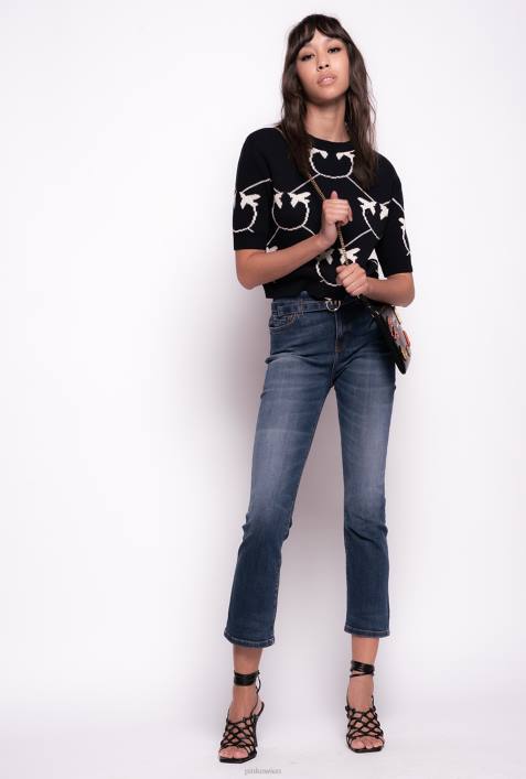 Jeans | Pinko Mostrinblau Bootcut-Jeans mit Love Birds-GürtelZ4ZP895