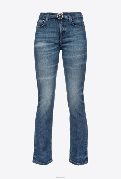 Jeans | Pinko Mostrinblau Bootcut-Jeans mit Love Birds-GürtelZ4ZP895