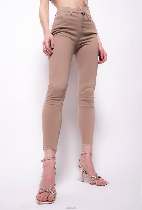 Jeans | Pinko Rizinusbeige Röhrenhose mit Love Birds-GürtelZ4ZP896
