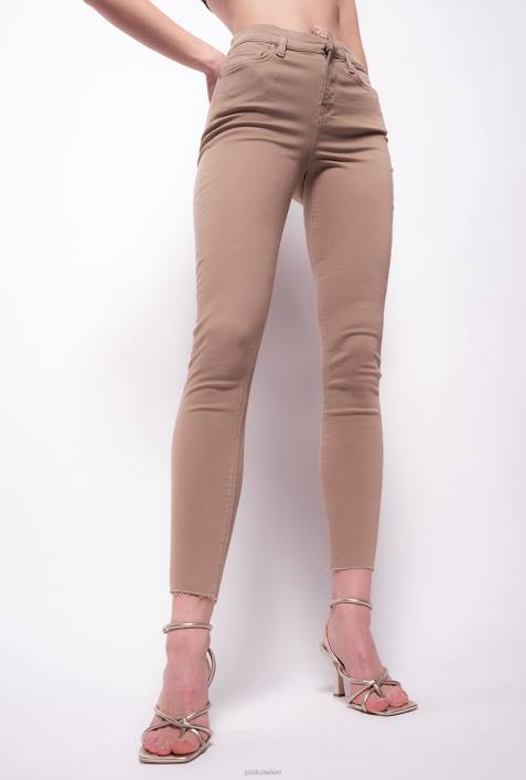 Jeans | Pinko Rizinusbeige Röhrenhose mit Love Birds-GürtelZ4ZP896