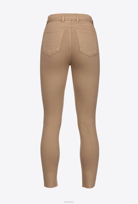 Jeans | Pinko Rizinusbeige Röhrenhose mit Love Birds-GürtelZ4ZP896