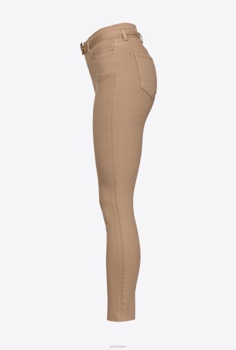 Jeans | Pinko Rizinusbeige Röhrenhose mit Love Birds-GürtelZ4ZP896