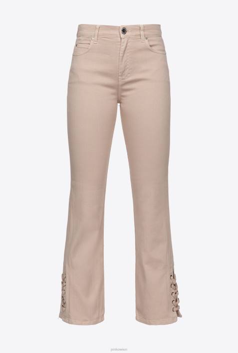 Jeans | Pinko Rugby-Beige Bootcut-Hose mit Schnürung untenZ4ZP816