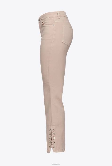 Jeans | Pinko Rugby-Beige Bootcut-Hose mit Schnürung untenZ4ZP816