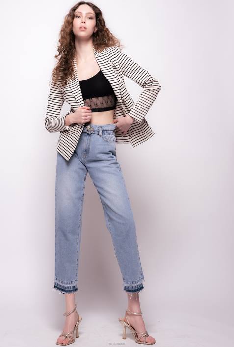 Jeans | Pinko Schattenblau Mom-Fit-Jeans mit Love Birds-GürtelZ4ZP886