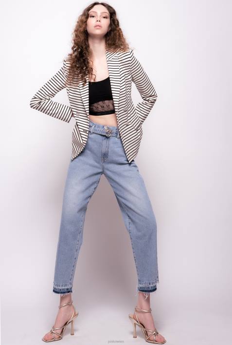 Jeans | Pinko Schattenblau Mom-Fit-Jeans mit Love Birds-GürtelZ4ZP886