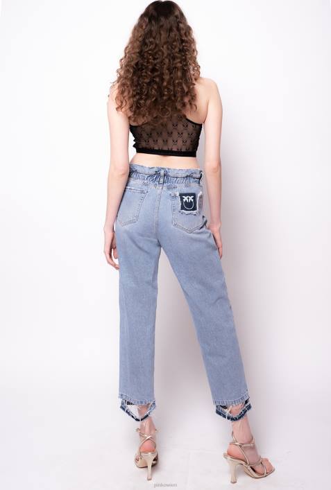 Jeans | Pinko Schattenblau Mom-Fit-Jeans mit Love Birds-GürtelZ4ZP886