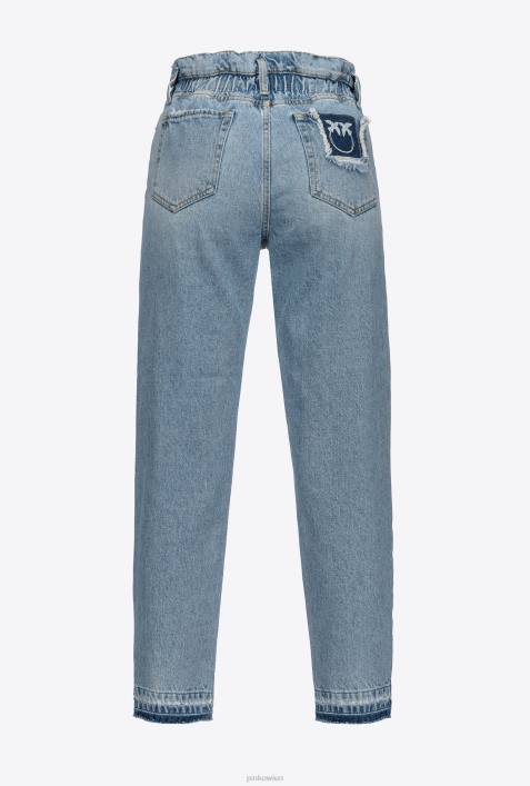 Jeans | Pinko Schattenblau Mom-Fit-Jeans mit Love Birds-GürtelZ4ZP886