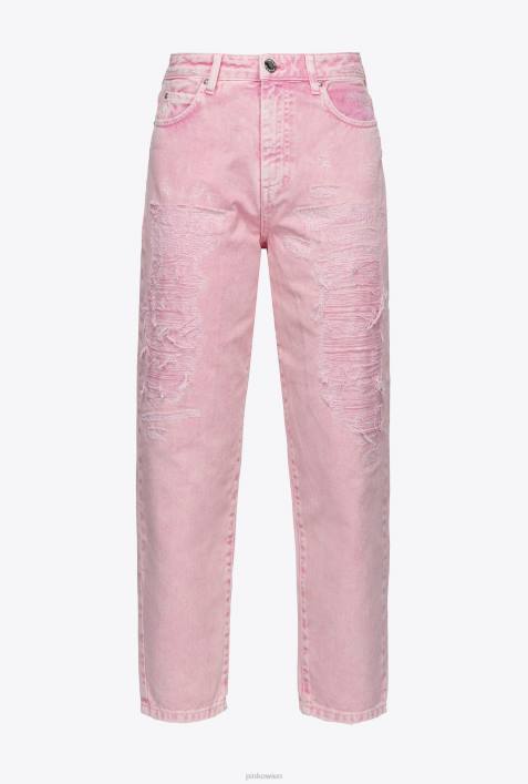 Jeans | Pinko blasses Rosa Mom-Fit-Hose im Used-LookZ4ZP874