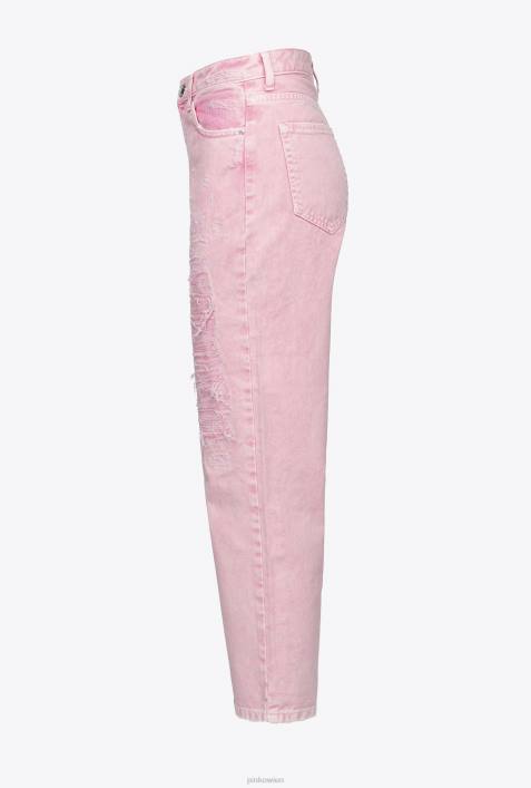 Jeans | Pinko blasses Rosa Mom-Fit-Hose im Used-LookZ4ZP874