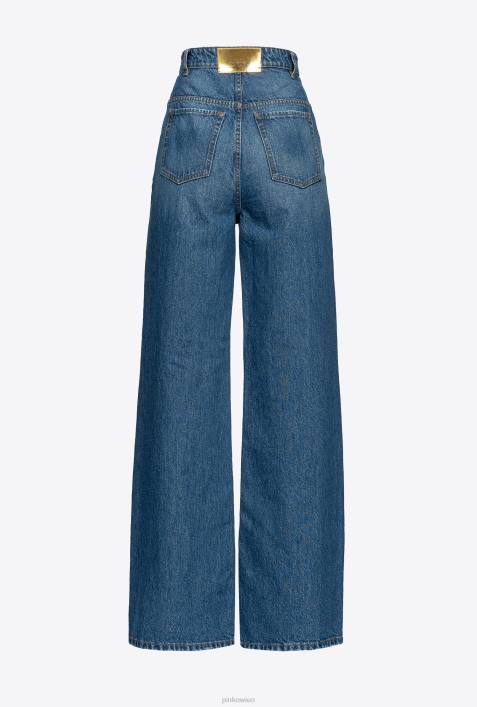 Jeans | Pinko dolp. Porzellanblau Jeans mit weitem Bein und SchmuckknöpfenZ4ZP866