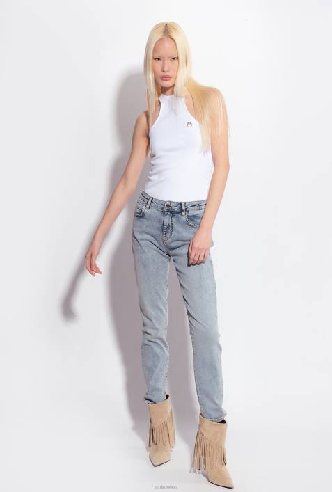 Jeans | Pinko gelbe Waschung Röhrenjeans aus Stretch-Pulverdenim im Used-LookZ4ZP871