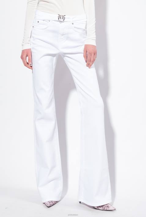 Jeans | Pinko helles Weiss Ausgestellte Bull-Hose aus Baumwolle mit weitem BeinZ4ZP858