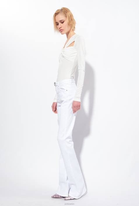 Jeans | Pinko helles Weiss Ausgestellte Bull-Hose aus Baumwolle mit weitem BeinZ4ZP858