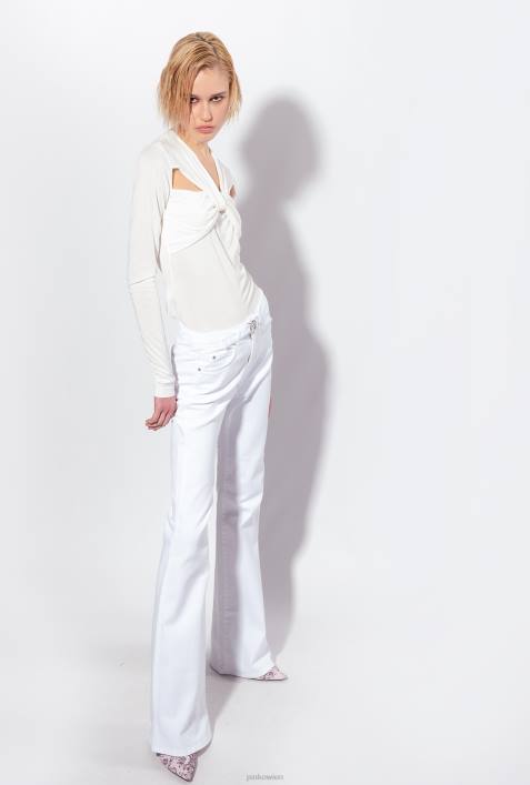 Jeans | Pinko helles Weiss Ausgestellte Bull-Hose aus Baumwolle mit weitem BeinZ4ZP858
