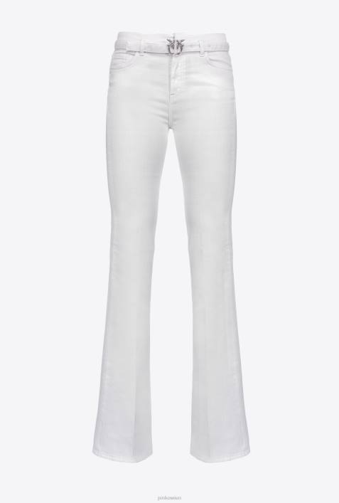 Jeans | Pinko helles Weiss Ausgestellte Bull-Hose aus Baumwolle mit weitem BeinZ4ZP858