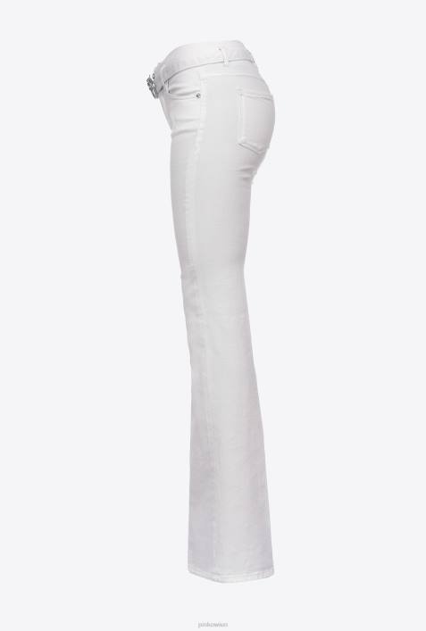 Jeans | Pinko helles Weiss Ausgestellte Bull-Hose aus Baumwolle mit weitem BeinZ4ZP858