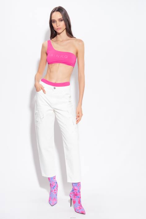 Jeans | Pinko helles Weiss Mom-Fit-Hose im Used-LookZ4ZP873