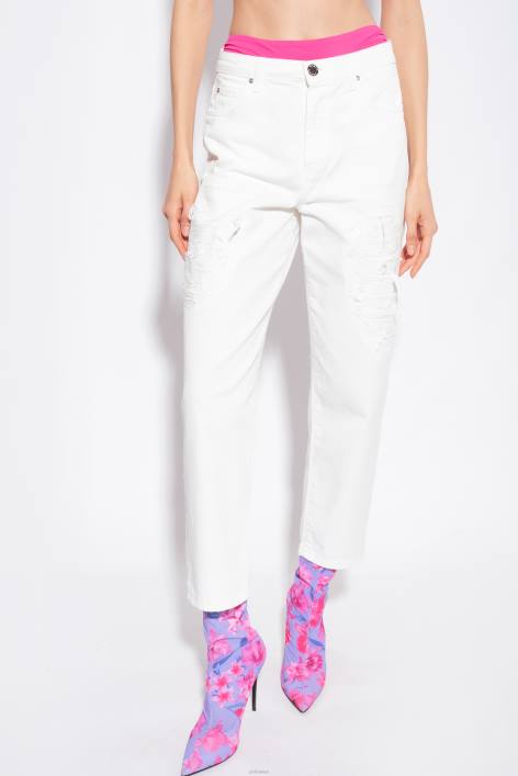 Jeans | Pinko helles Weiss Mom-Fit-Hose im Used-LookZ4ZP873