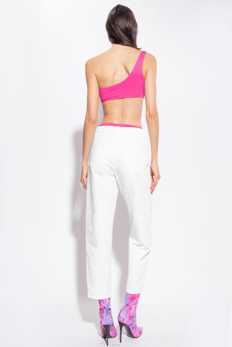 Jeans | Pinko helles Weiss Mom-Fit-Hose im Used-LookZ4ZP873